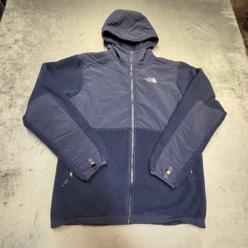The North Face Jacket Womens XL Blue Windbreaker Hooded Fleece Lined Pockets
